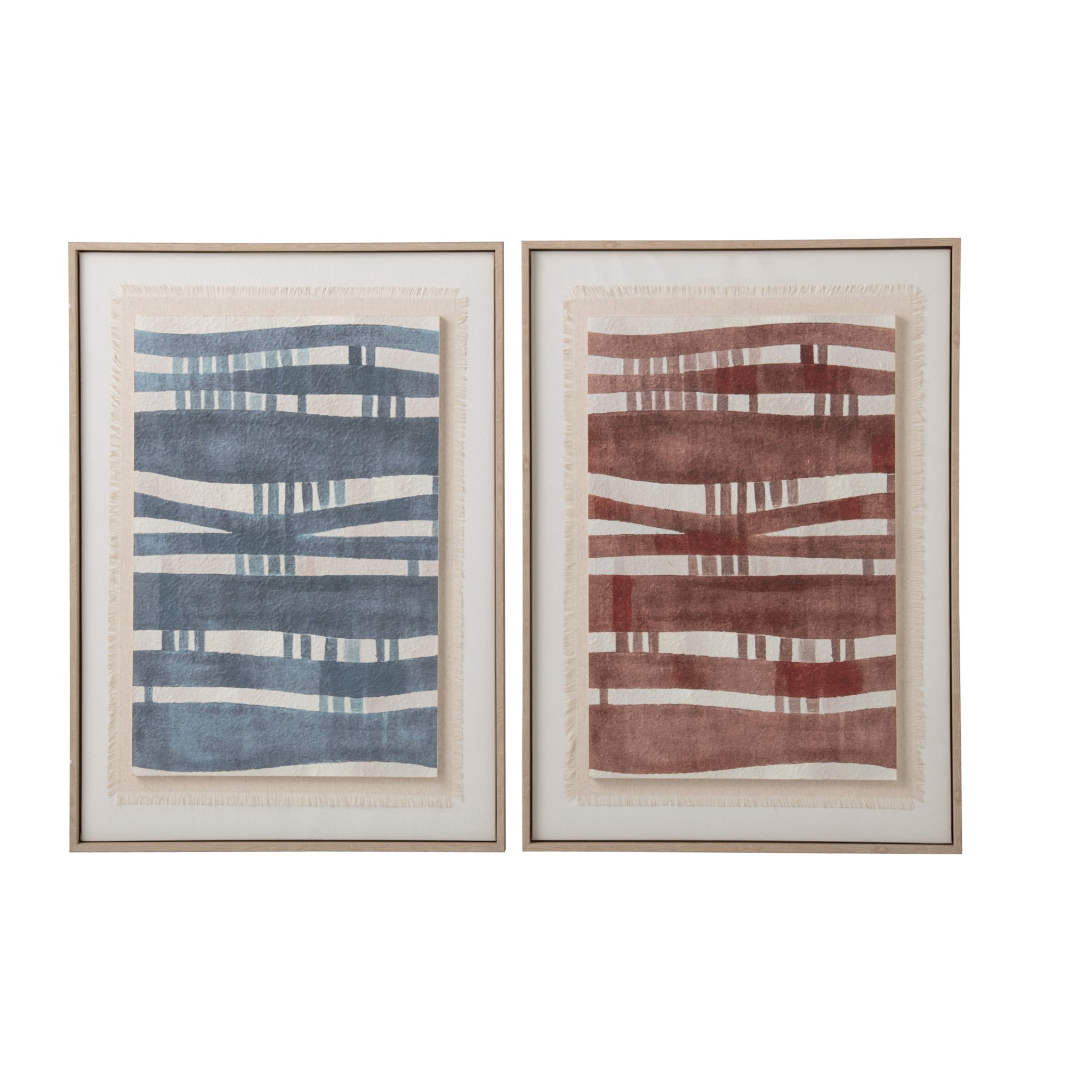J-Line tableaux - toile - bleu foncé/rouille - assortiment de 2
