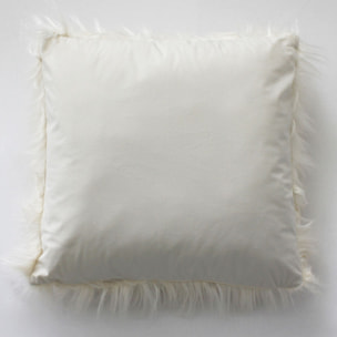 Coussin déhoussable uni imitation fourrure - Ecru