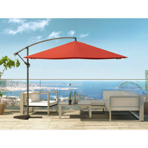 Parasol LED déporté carré 3x3m terracotta DAVAGNA