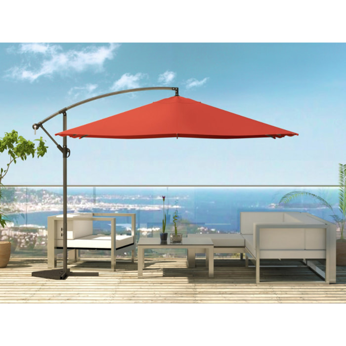 Parasol LED déporté carré 3x3m terracotta DAVAGNA