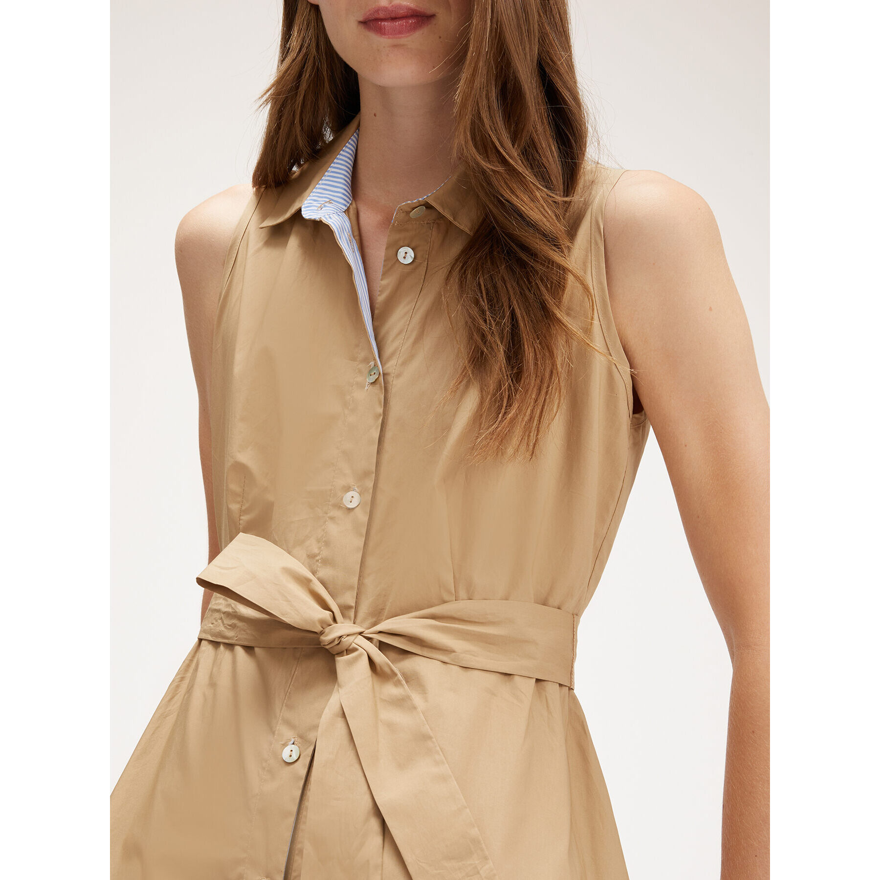 Motivi - Vestido camisero de popelina - Beige