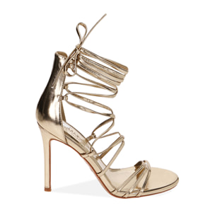 Sandalias doradas, tacón de 10,5 cm