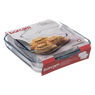 Lot de 2 plats carrés en verre