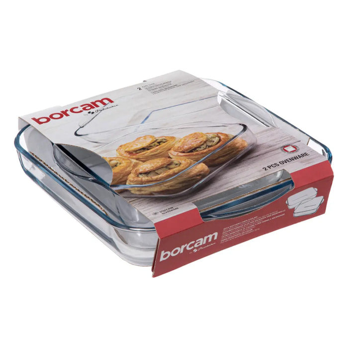 Lot de 2 plats carrés en verre