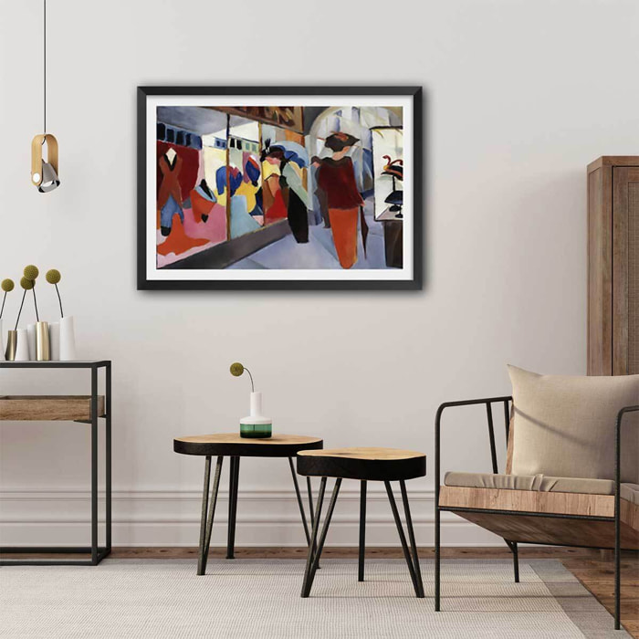 Poster La boutique de mode par August Macke Affiche + cadre en bois - Noir