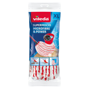 Vileda - Pack de 4 - Super Mocio MF & Power recharge - Microfibre officielle de rechange pour balai Vileda