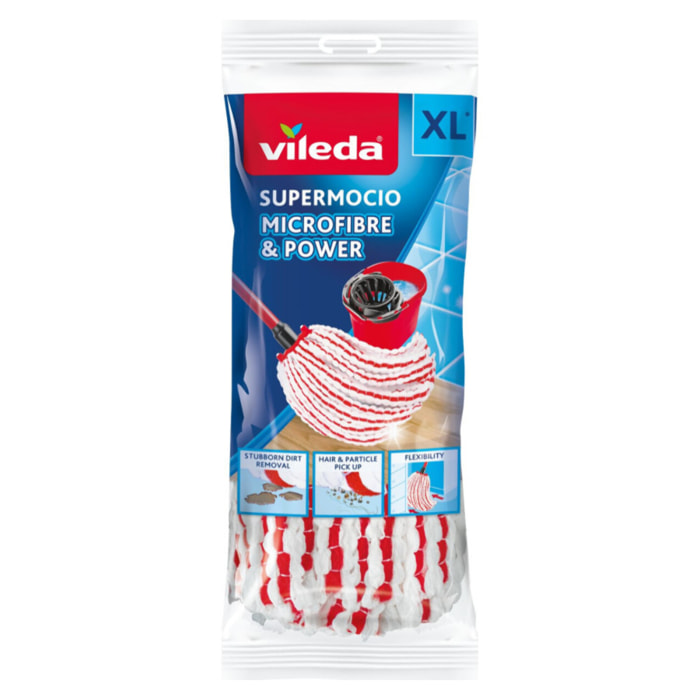 Vileda - Pack de 4 - Super Mocio MF & Power recharge - Microfibre officielle de rechange pour balai Vileda