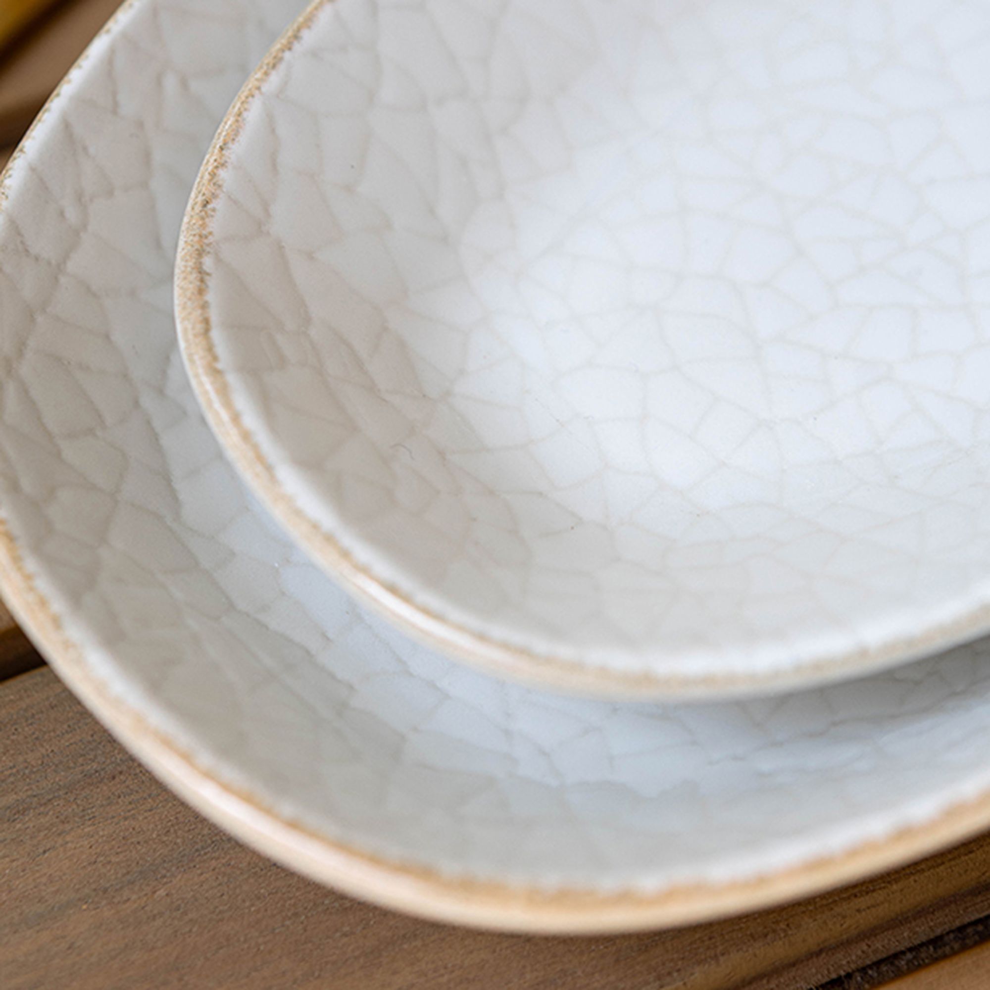 Lot de 6 assiettes ovales en porcelaine blanche et liseré beige 19cm NUANCE