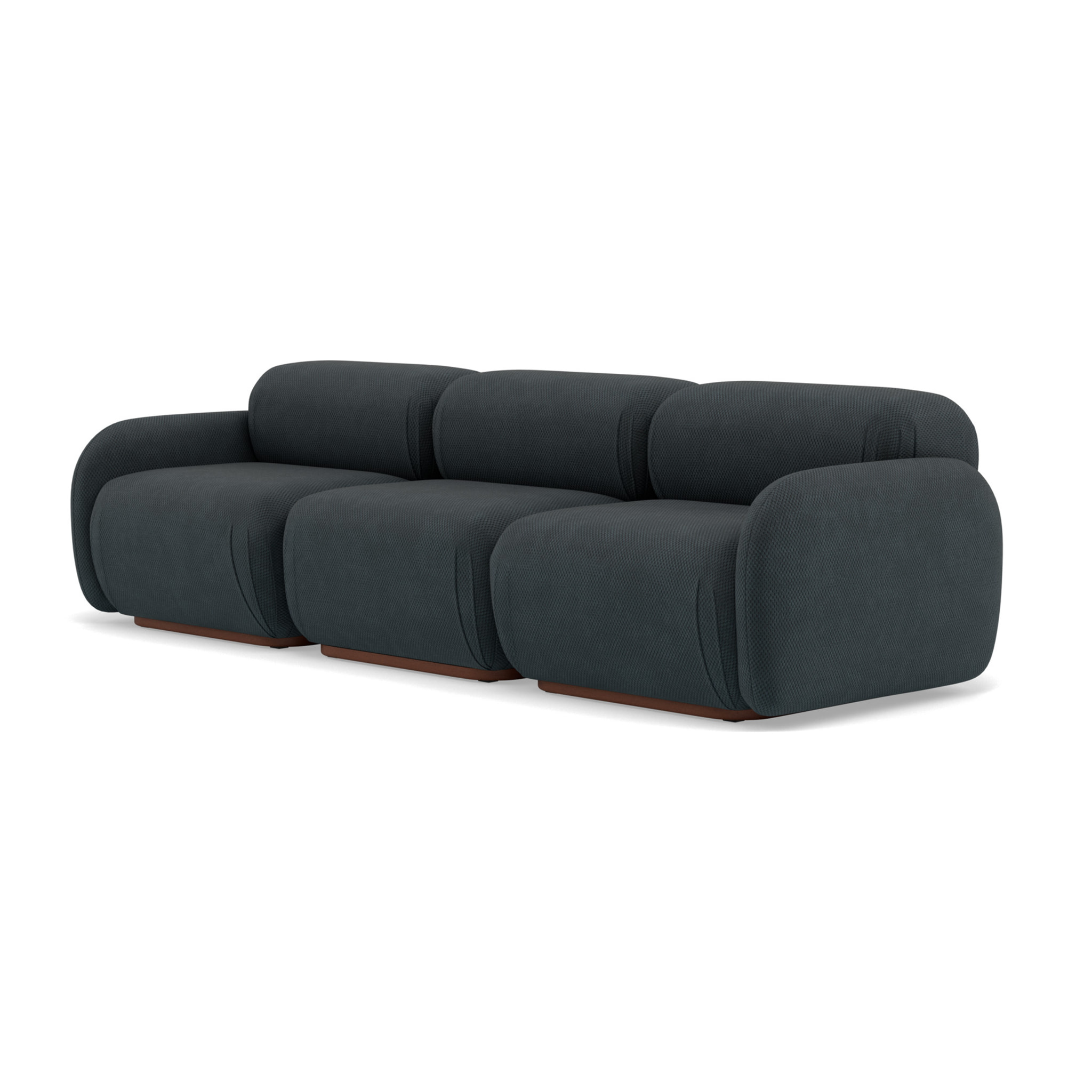 Penelope - canapé droit modulable 3 places en velours texturé - Noir
