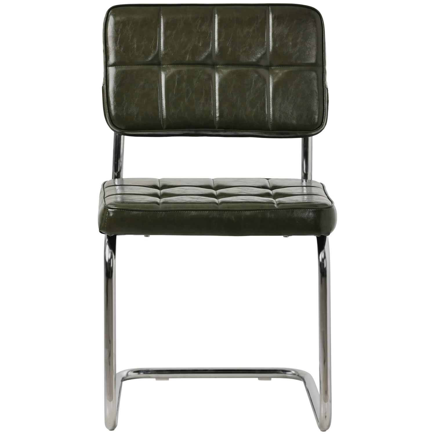 Lot de 2 chaises cantilever en simili vert kaki MARIA