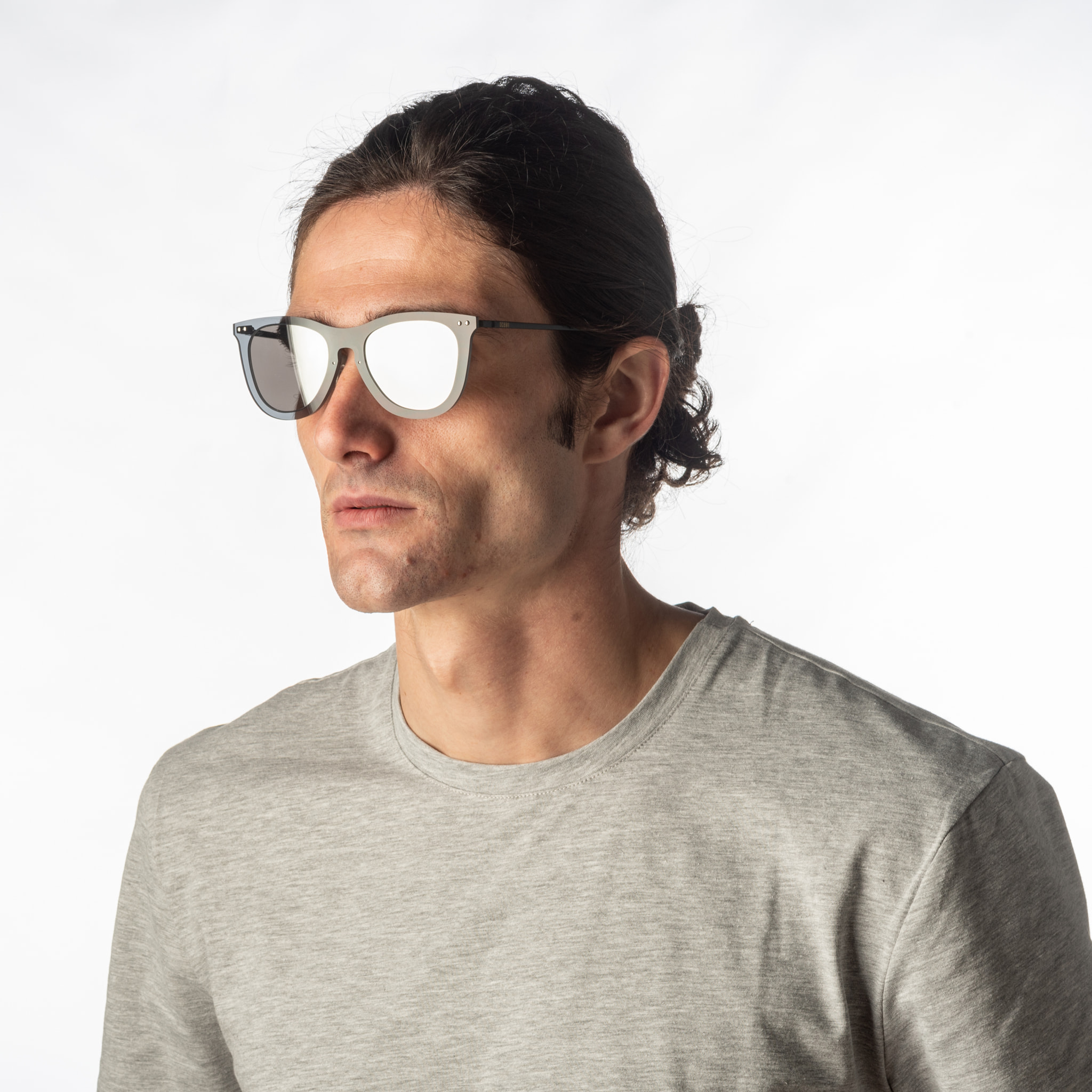 Gafas de sol PALO ALTO ARLES - Negro transparente / De espejo plateada y patillas de metal negro mate