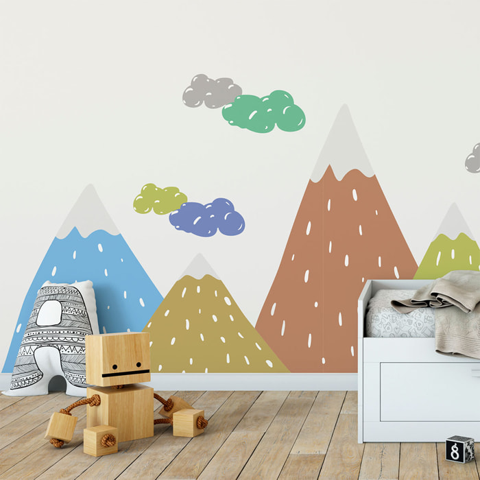 Stickers muraux enfants - Décoration chambre bébé - Autocollant Sticker mural géant enfant montagnes scandinaves DIPAKA