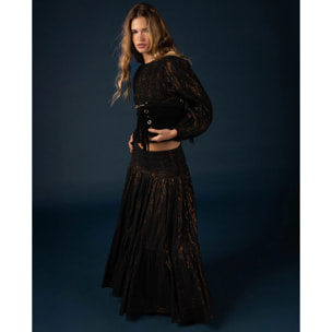 Falda con nido de abeja y fruncida de mujer