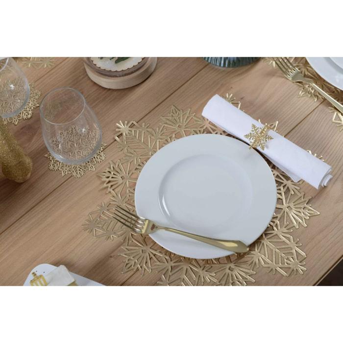 Lot de 6 Dessous d'assiette flocon doré