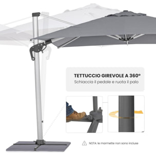 Ombrellone da terrazza 3x3 palo laterale Roma Grigio