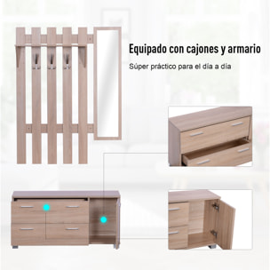 Pack 3 Muebles de Entrada Pasillo 90x21,5x116cm Roble