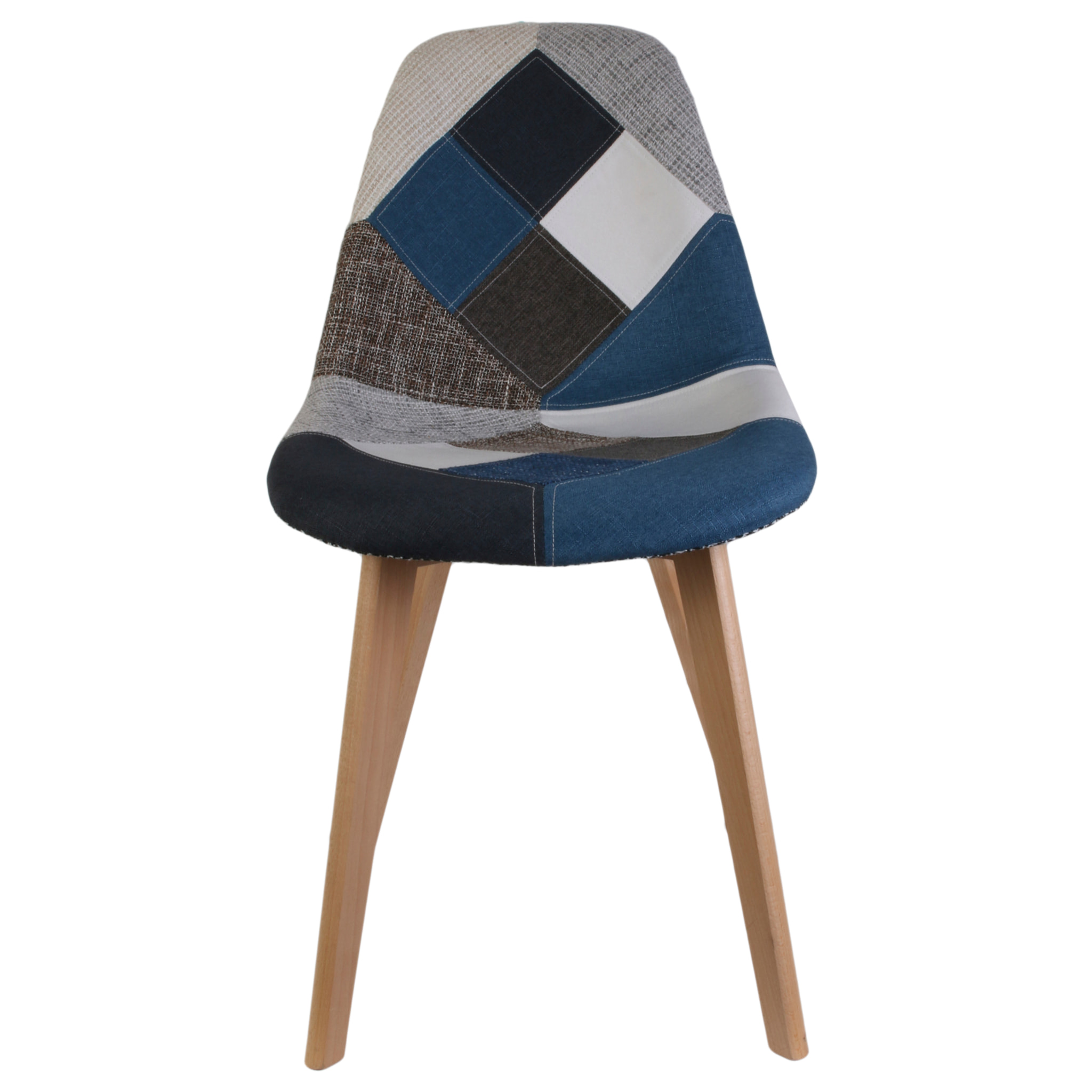 Chaise Patchwork Bleu Gris - Lot De 2