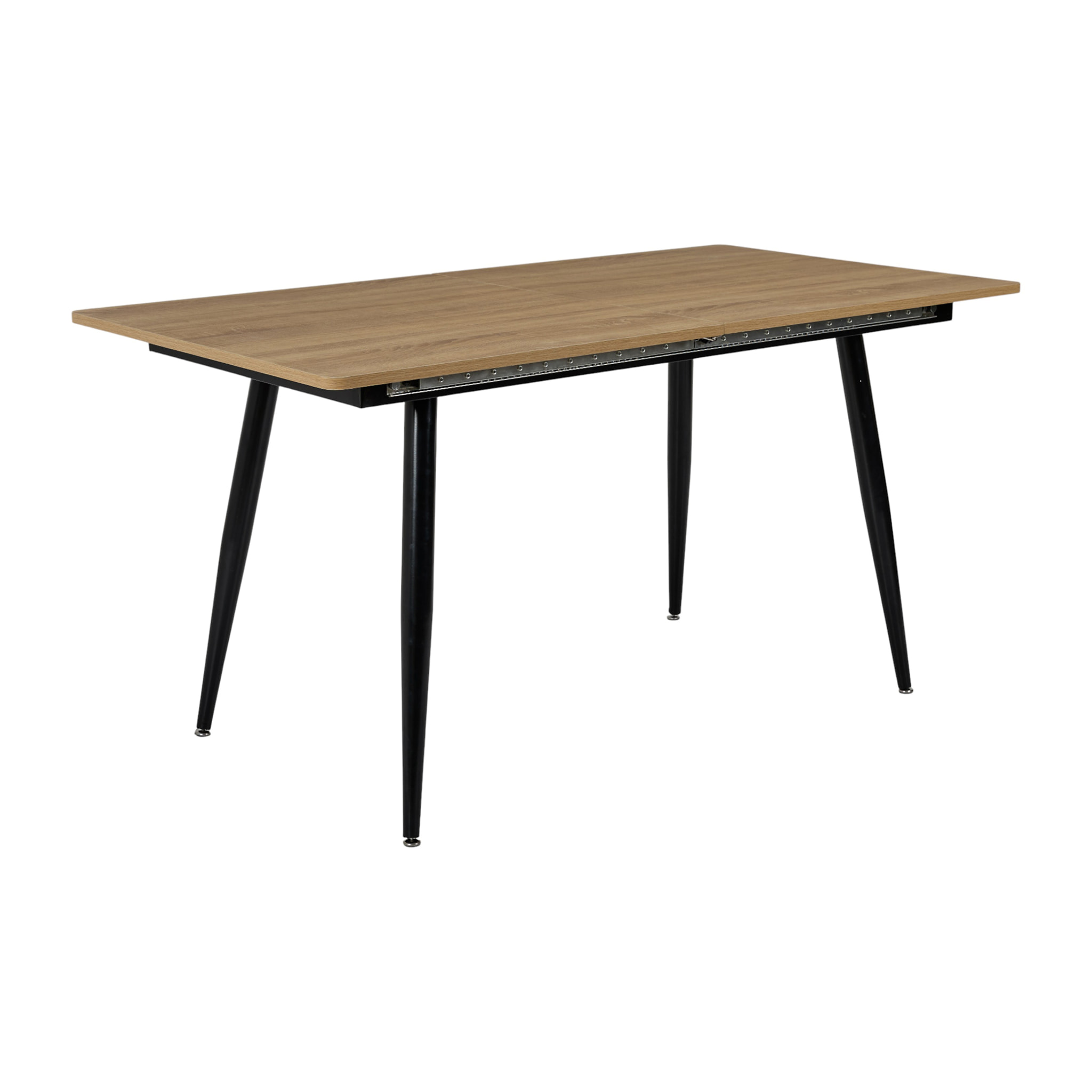 Table Extensible - HOME DECO FACTORY - LOKA - Effet Bois - Pieds Métalliques - Marron et Noir