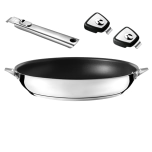 Eclipse - Set poêle 32 cm revêtement céramique avec poignée inox et anses amovibles