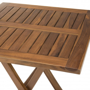 HANNA - Table de jardin 2 personnes - carrée pliante 70x70cm en bois teck huilé