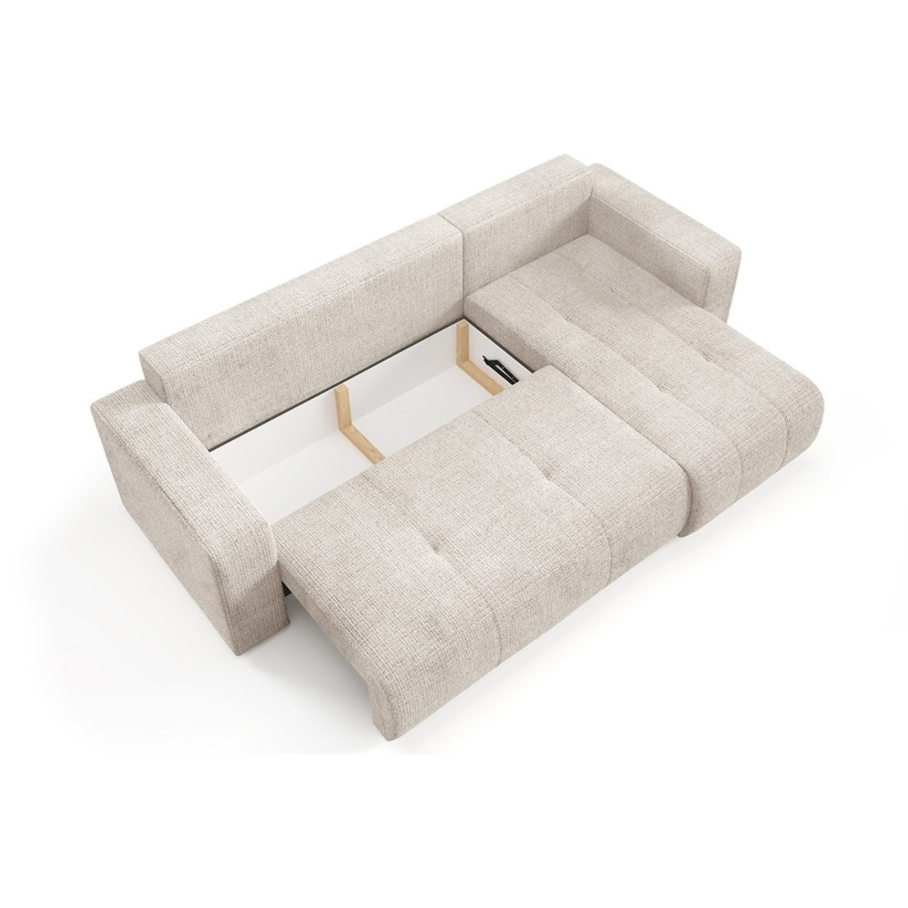 AURORE - Canapé d'angle droit 3 places en tissu texturé beige