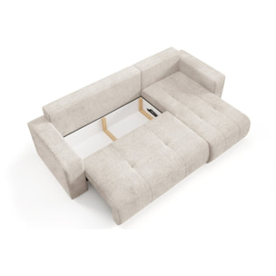AURORE - Canapé d'angle droit 3 places en tissu texturé beige
