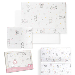 Triptico Minicuna Franela Modelo Koala Bco/Rosa