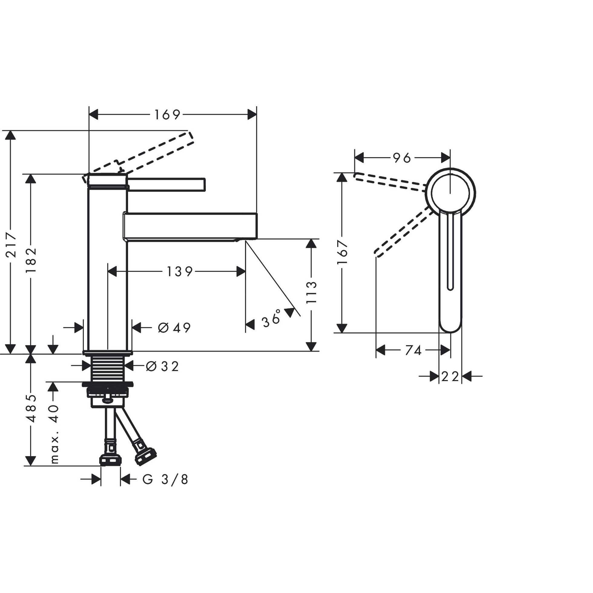 Finoris Mitigeur de lavabo 110 CoolStart, bonde Push-Open chromé 76024000