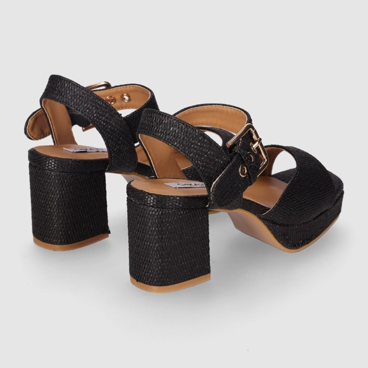 Sandalias de Tejido - Negro - Tacón: 8 cm