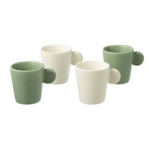 J-Line tasse - céramique - blanc/vert - boîte de 4