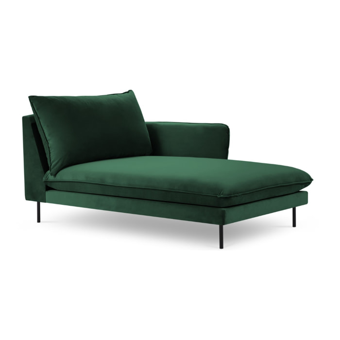 Méridienne droite "Vienna" en velours vert bouteille