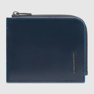 Piquadro Portefeuille porte-cartes de crédit homme zippé avec porte-monnaie et protection RFID