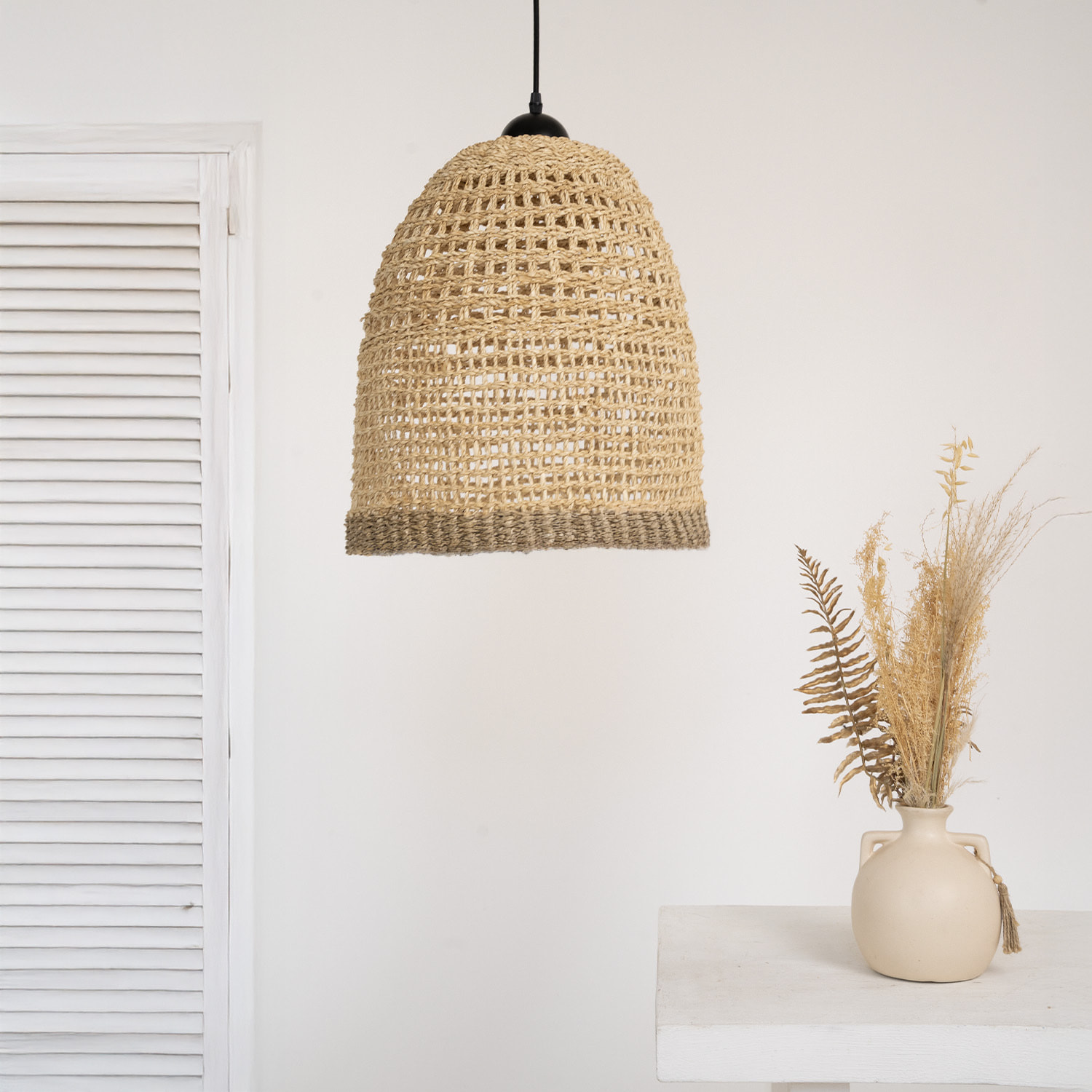 Abat-jour en feuille de palmier et posidonie ∅ 40cm - Biga