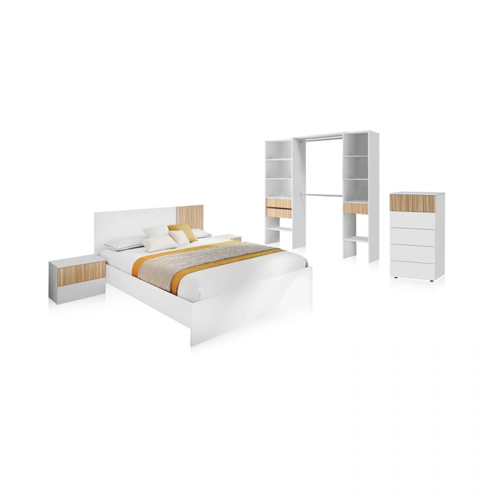 Dormitorio Nitza 5C Max Blanco Artik (Blanco Mate) - Natur