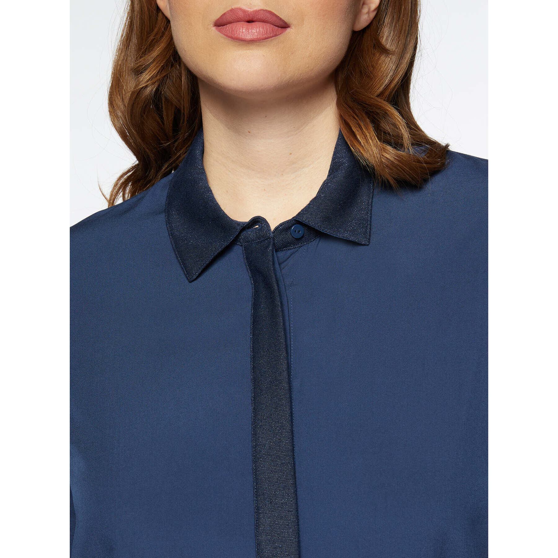 Fiorella Rubino - Blusa con cuello de viscosa ECOVERO™ - Azul