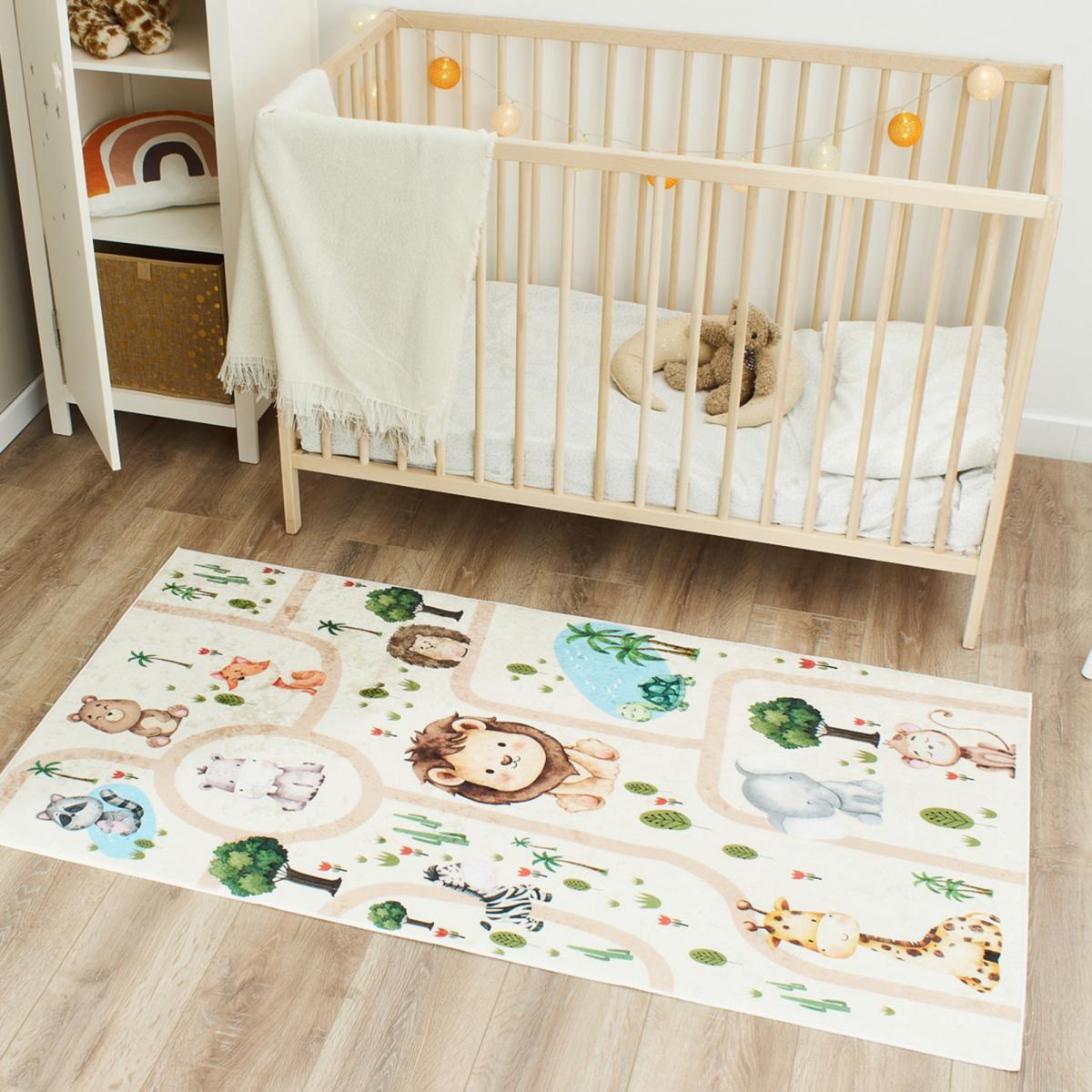 Tapis enfant tissé motif animaux FIBE