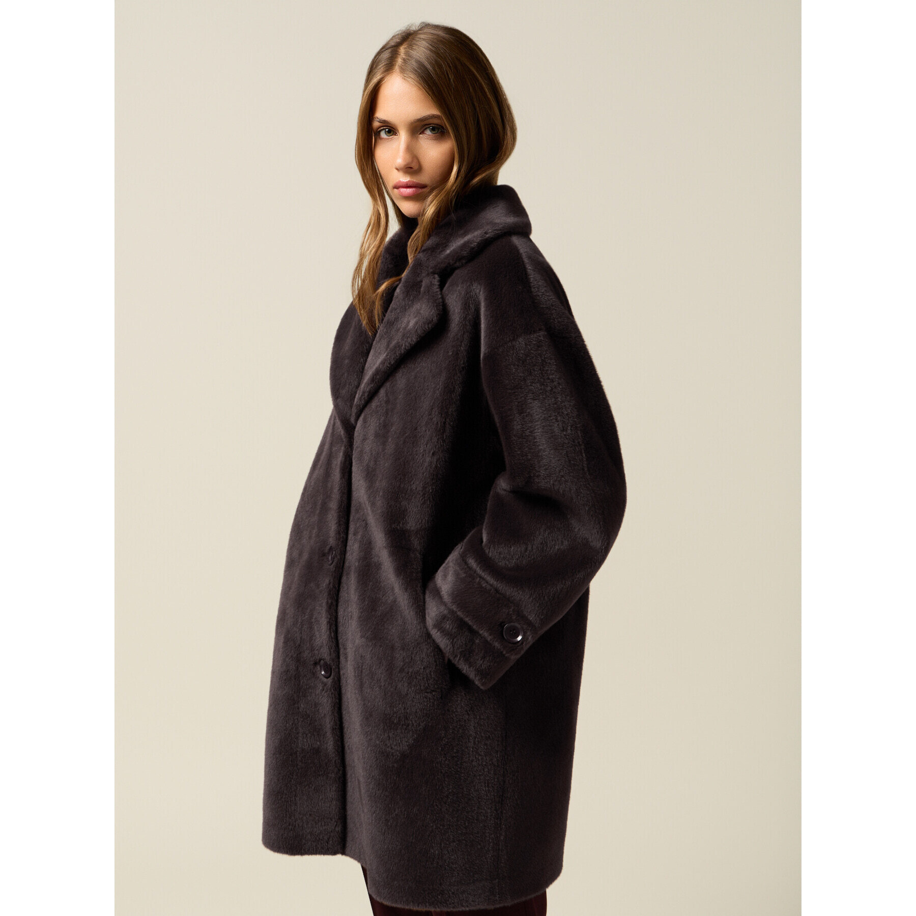 Oltre - Abrigo en tejido suave - Gris