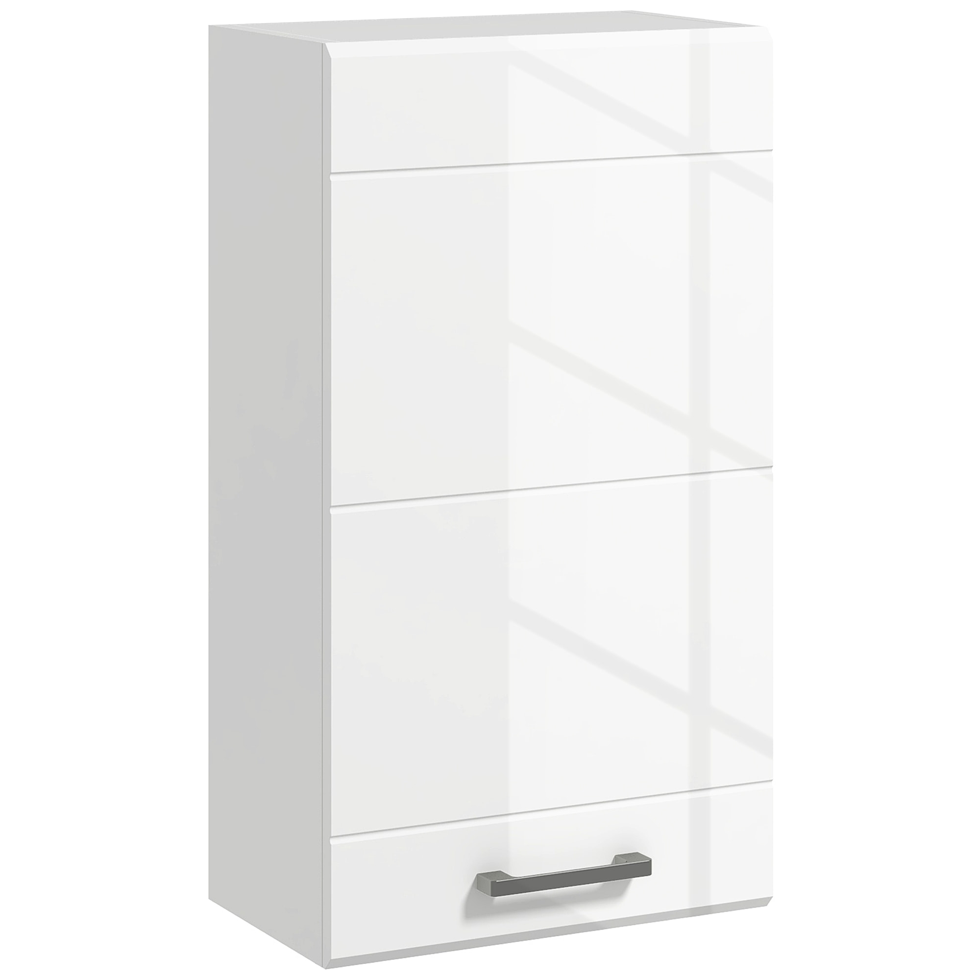 Armoire haute murale de salle de bain ou WC - placard porte 2 étagères - dim. 41L x 18l x 52H cm - MDF blanc mat laqué