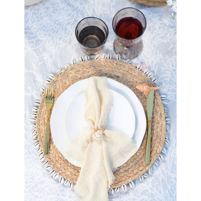 Lot de 6 DESSOUS D'ASSIETTE EN OSIER AVEC COQUILLAGES