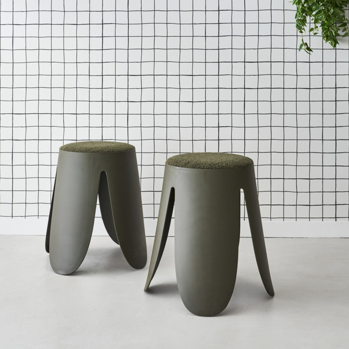 Tabouret empilable bouclette texturée (lot de 2) NIKI