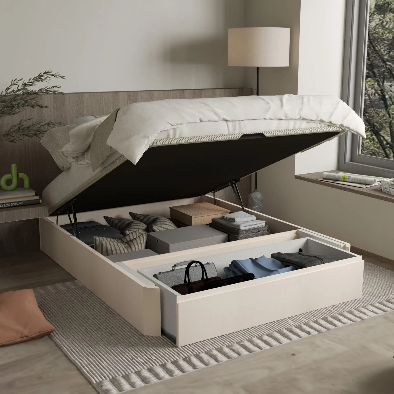 Canapé con cajón frontal en artic 150x190 cm Luxury Max 3D Artic