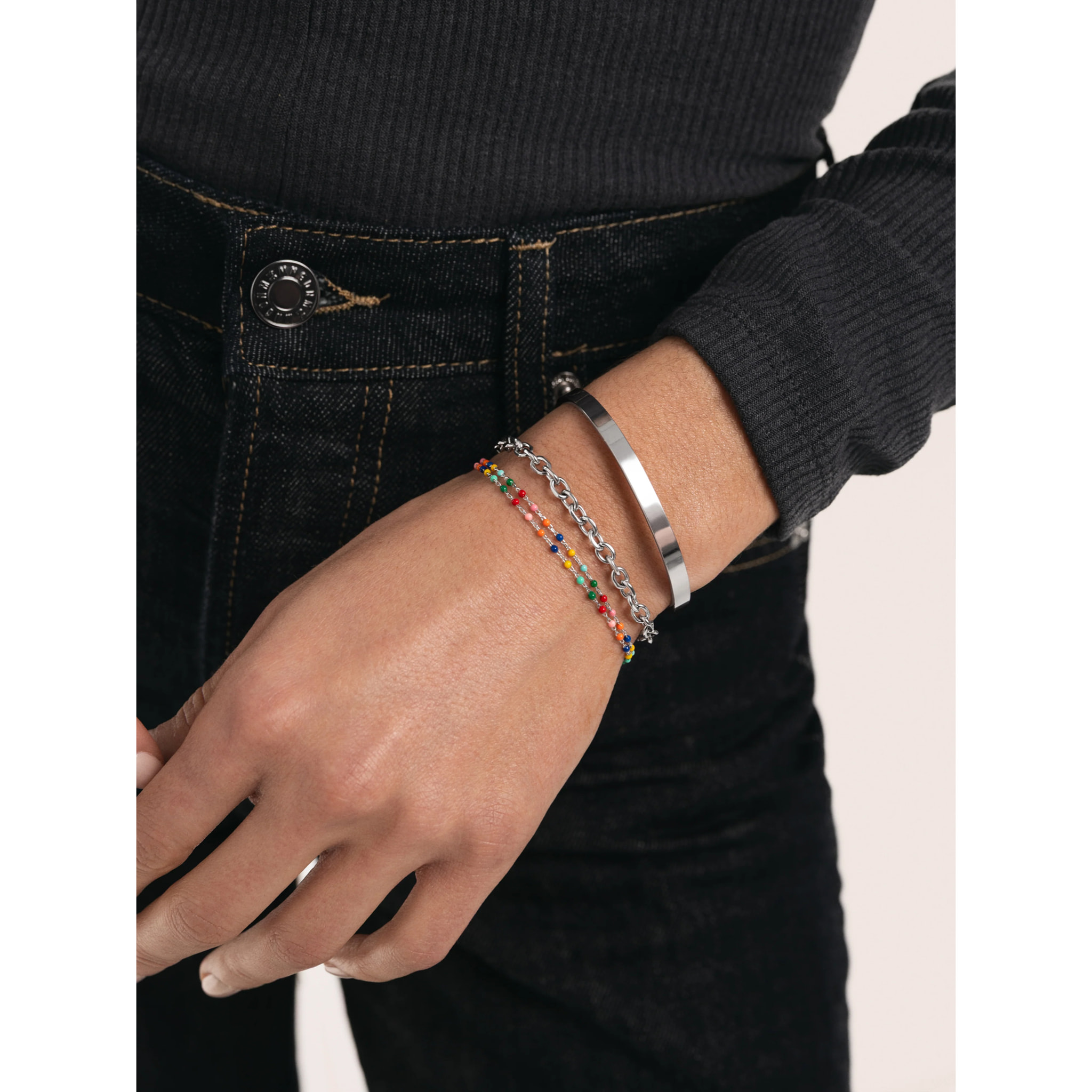 Pulsera Dots Colors Enamel Plata