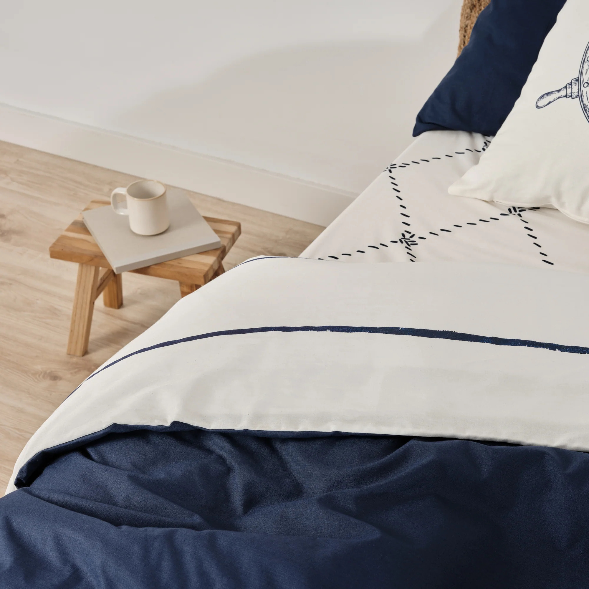 Housse de couette réversible en popeline 80 fils Marino-Ibiza