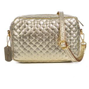 Degna bolso bandolera mujer. Piel auténtica Gamuza con grabado entrelazado y lacada brillante.