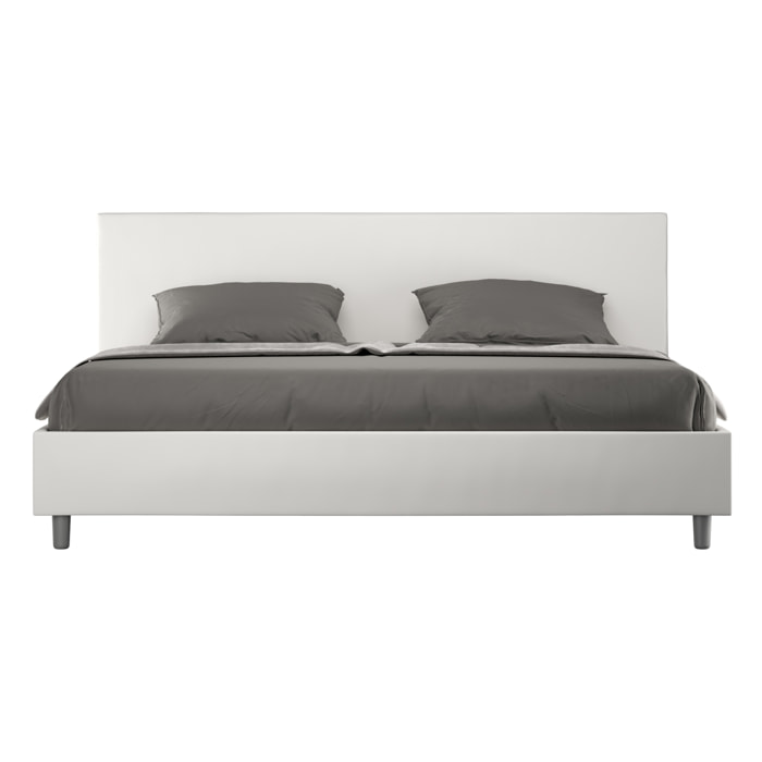 Lit king size sans sommier rembourré 200x210 similicuir blanc Adele