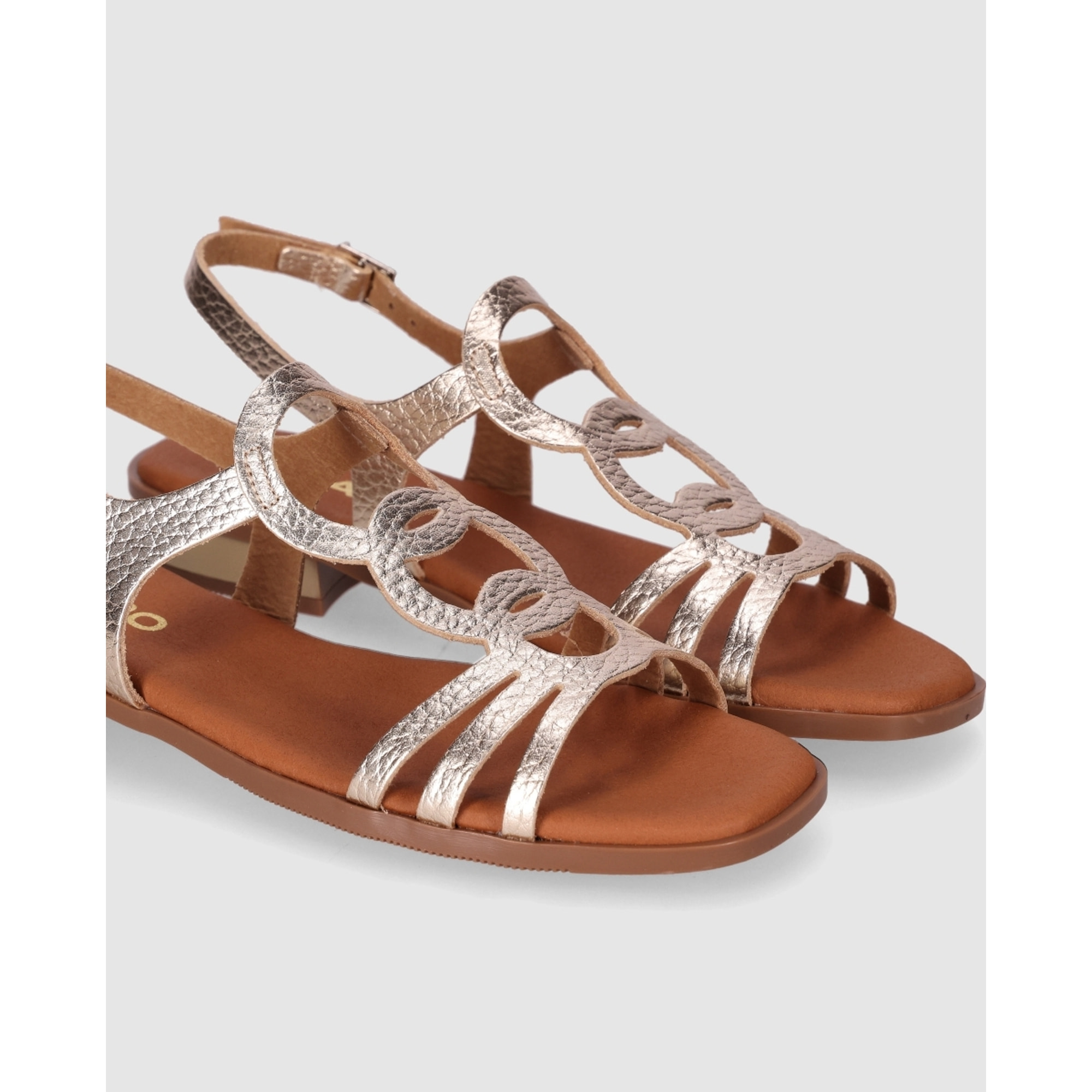 Sandalias de Piel - Platino - Tacón: 3 cm