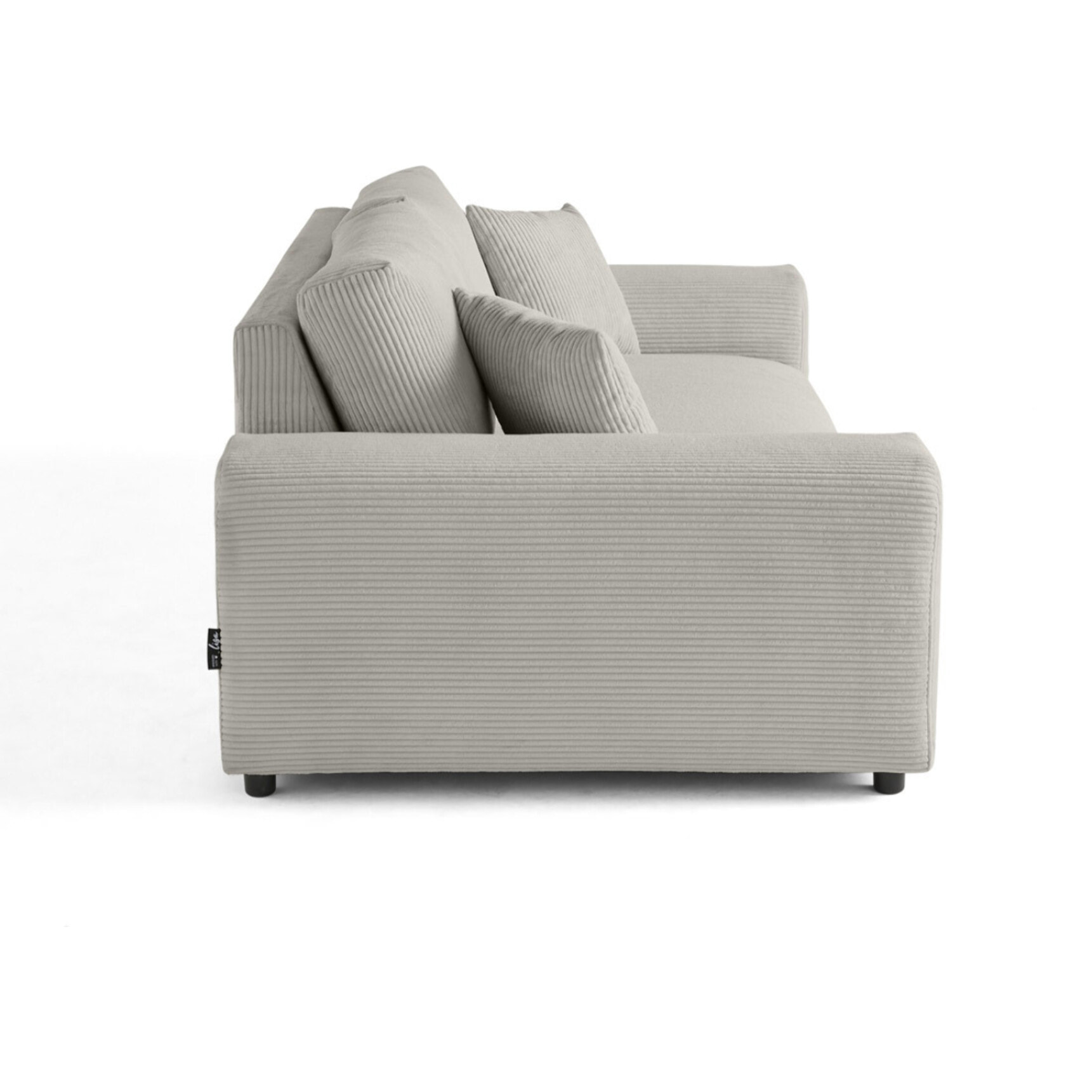 Garance - canapé droit 3 places - en velours côtelé - Gris clair