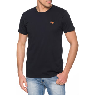 T-shirt in cotone 150 gr Hot Buttered Lizard Nero logo arancio.