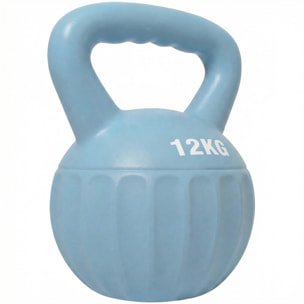 Kettlebell 12 Kg - prise ergonomique - entraînement musculaire & haltérophilie - PP bleu ciel