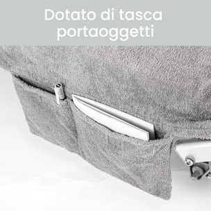 INTRECCI Telo Mare in Spugna, Asciugamano da Spiaggia Grande, 75x190 cm, Telo Mare Lettino con Tasche Portaoggetti e Bottoni, 100% Cotone, Morbido, Assorbente, Asciuga Rapidamente, Colore: Grigio